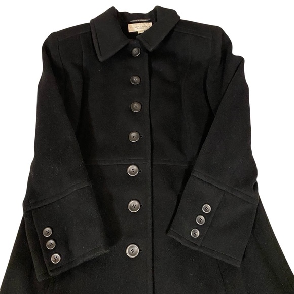 Albert Nipon Studio Women's Wool Long Coat Front Buttons Closure Pockets Black 6 - Picture 6 of 16